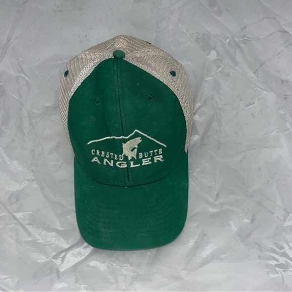 Ouray Crested Butte Angler Fly Fishing Green & Cream Trucker Hat